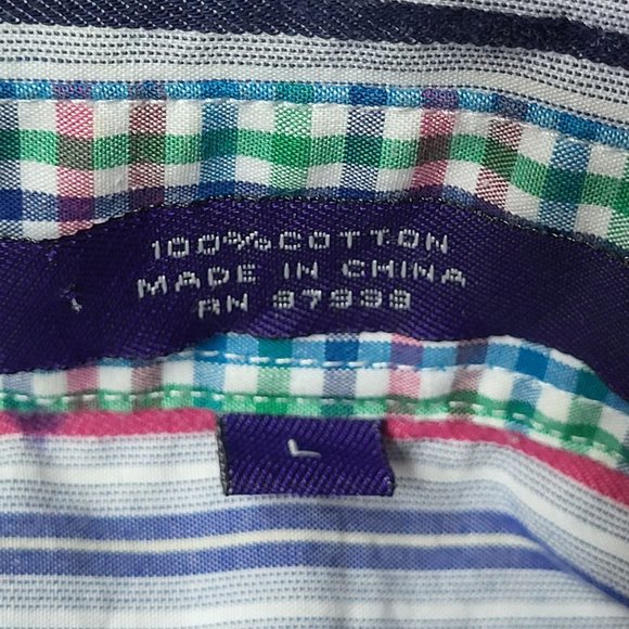 ALAN FLUSSER Men’s Long Sleeve Casual Shirt Size Large Multi- Color Stripped Top - Picture 5 of 13